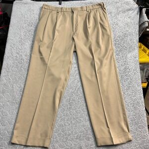 ProTour Dress Pants Mens 38 Khaki Flat Front Straight Leg Work Cotton Casual